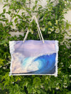 Curved wave tassel tote bag